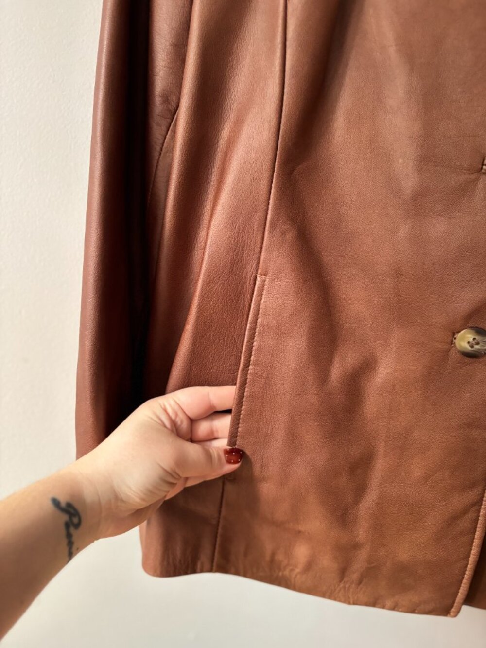 1990s Brown Leather Danier Jacket | Made in Canada - Picture 2 of 5